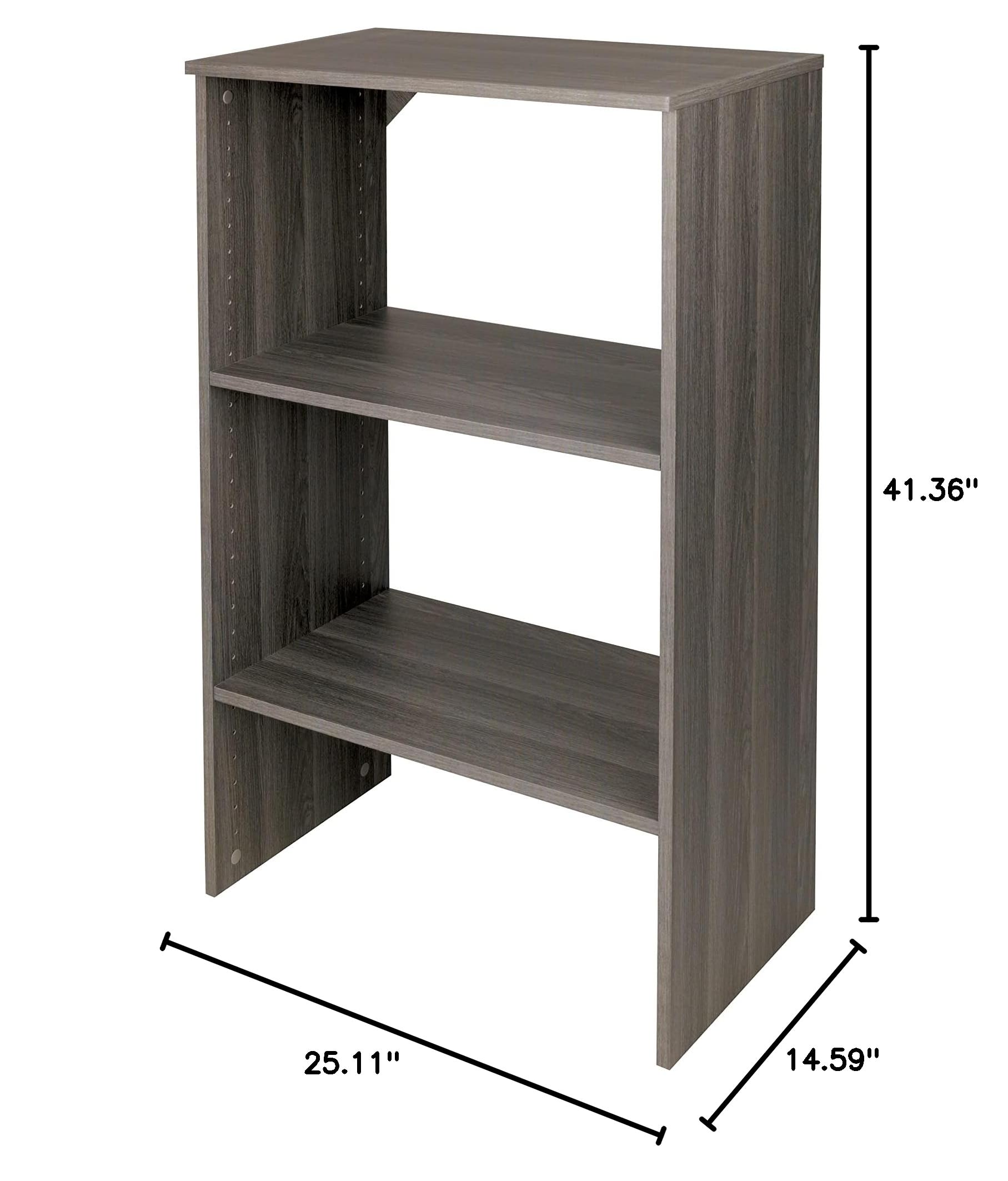 ClosetMaid SuiteSymphony Adjustable Wood Shelf Unit with 2 Shelves - Graphite Grey | Storage Organizer for Closet, Clothes, Shoes, Books, TV & Home Décor | Perfect for Bedroom, Living Room & Office Organization