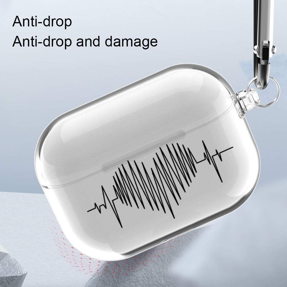 Cute Heart Clear Green AirPod Pro Case with Keychain - Protective Cover for Apple AirPods Pro (2019) - Perfect for Travel & Daily Use