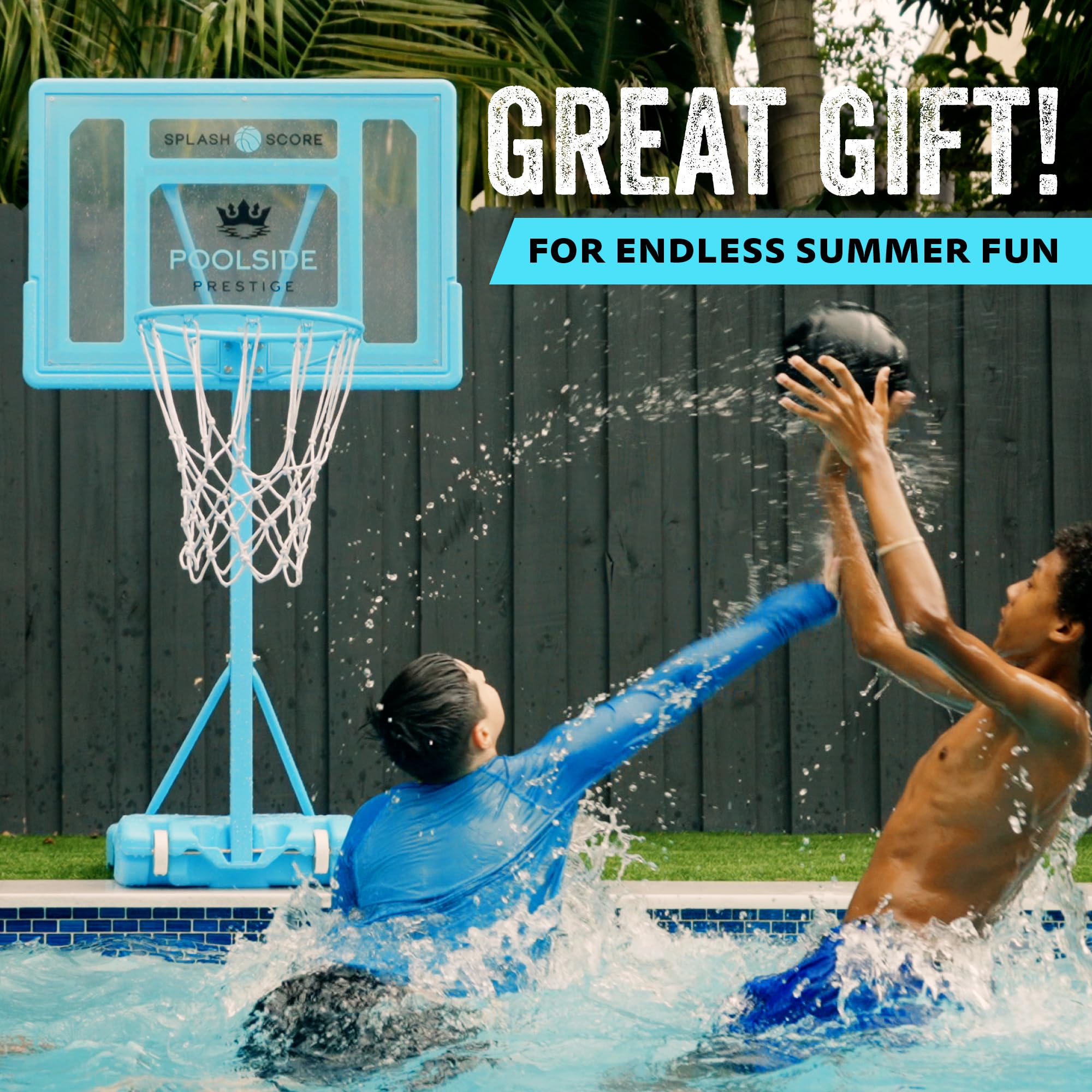 Adjustable Height Basketball Hoop Kit for Kids, Teens & Adults - Outdoor Sports Equipment for Backyard, Pool & Water Games - Perfect for Summer Fun & Family Activities