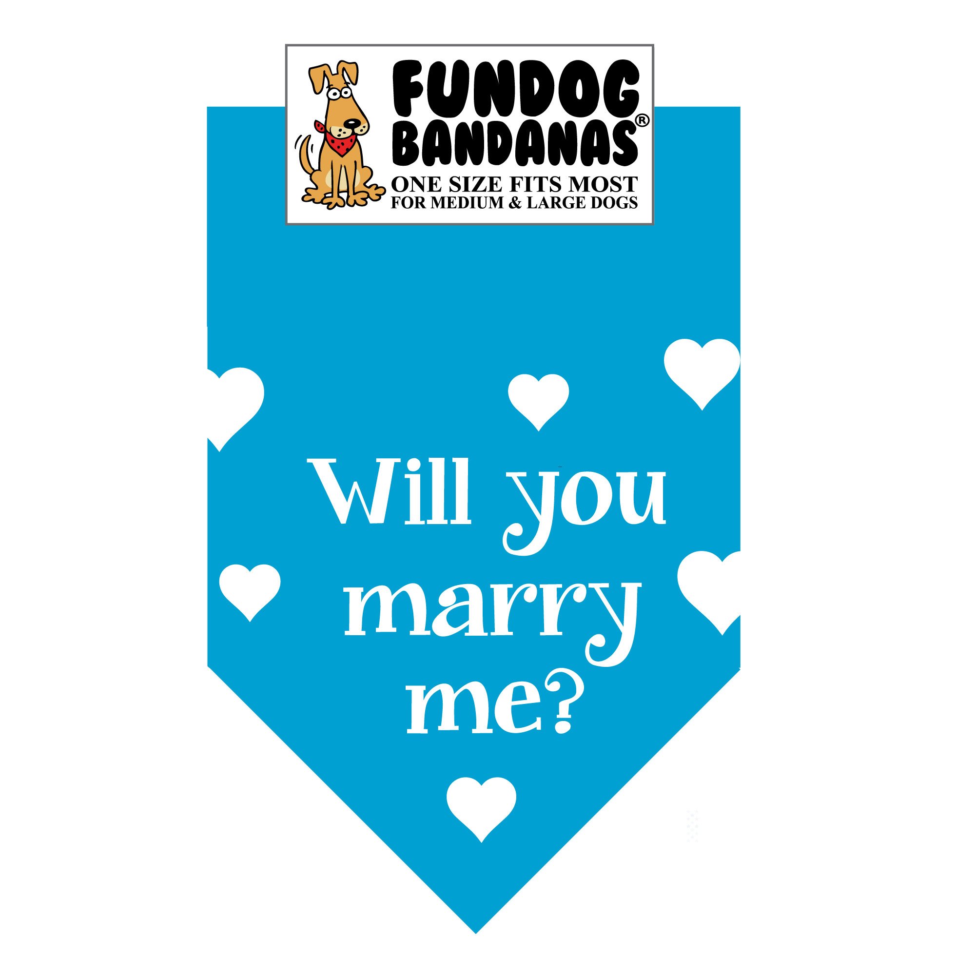 Will You Marry Me? Dog Bandana - Adjustable Pet Bandana for Medium to Large Dogs (Turquoise) - Perfect for Weddings, Proposals & Special Occasions
