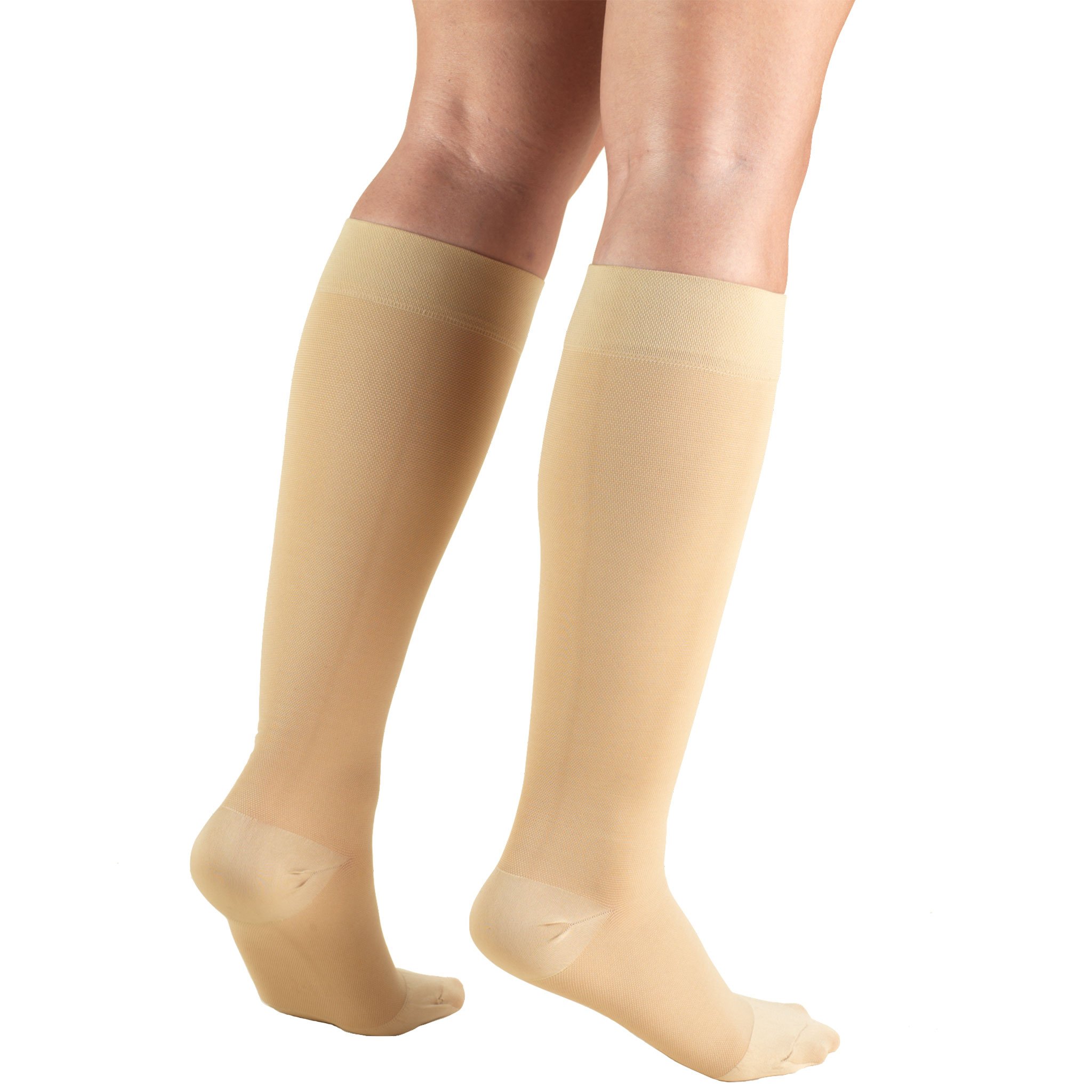 30-40 mmHg Compression Socks for Men & Women - Knee High Support Stockings, Beige Medium (6 Pairs) - Ideal for Travel, Varicose Veins & Circulation Support
