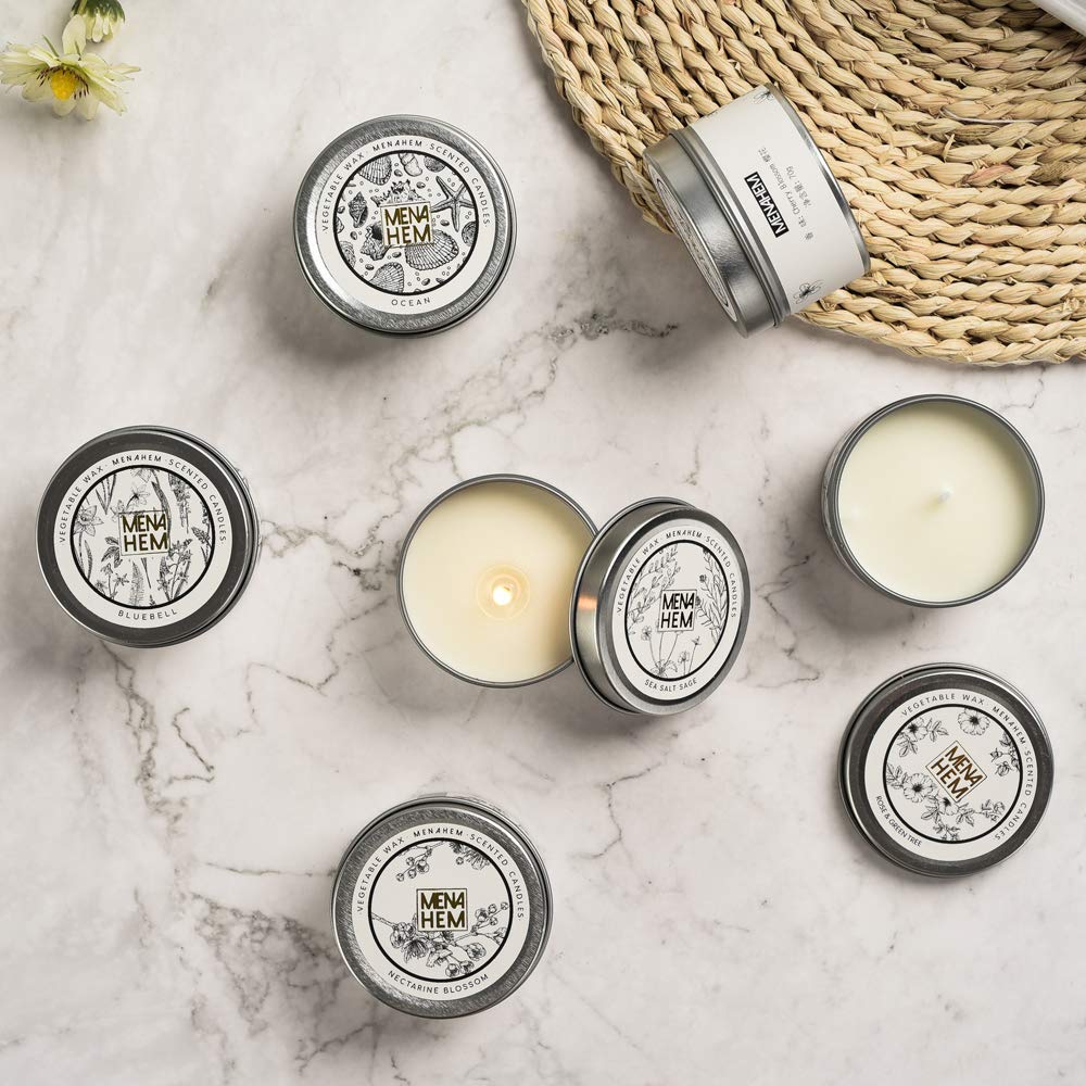 Natural Rose & Green Perfume Scented Soy Wax Candle - Handmade Aromatherapy Gift for Meditation, Stress Relief & Mood Boosting - 15-Hour Burn Time in Portable Travel Tin Jar (Silver) - Perfect for Home, Office, Spa & Yoga Relaxation