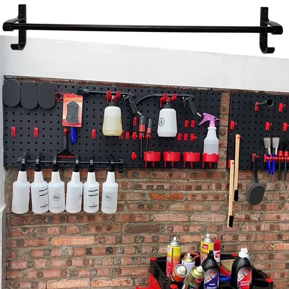 WANLIAN Spray Bottle Holder Wall Mount - 2 Pack Organizer for Garage, Bathroom, Kitchen & Auto Shop - Holds 6-8 Bottles - Perfect for Cleaning Supplies, Beauty Products & Tool Storage
