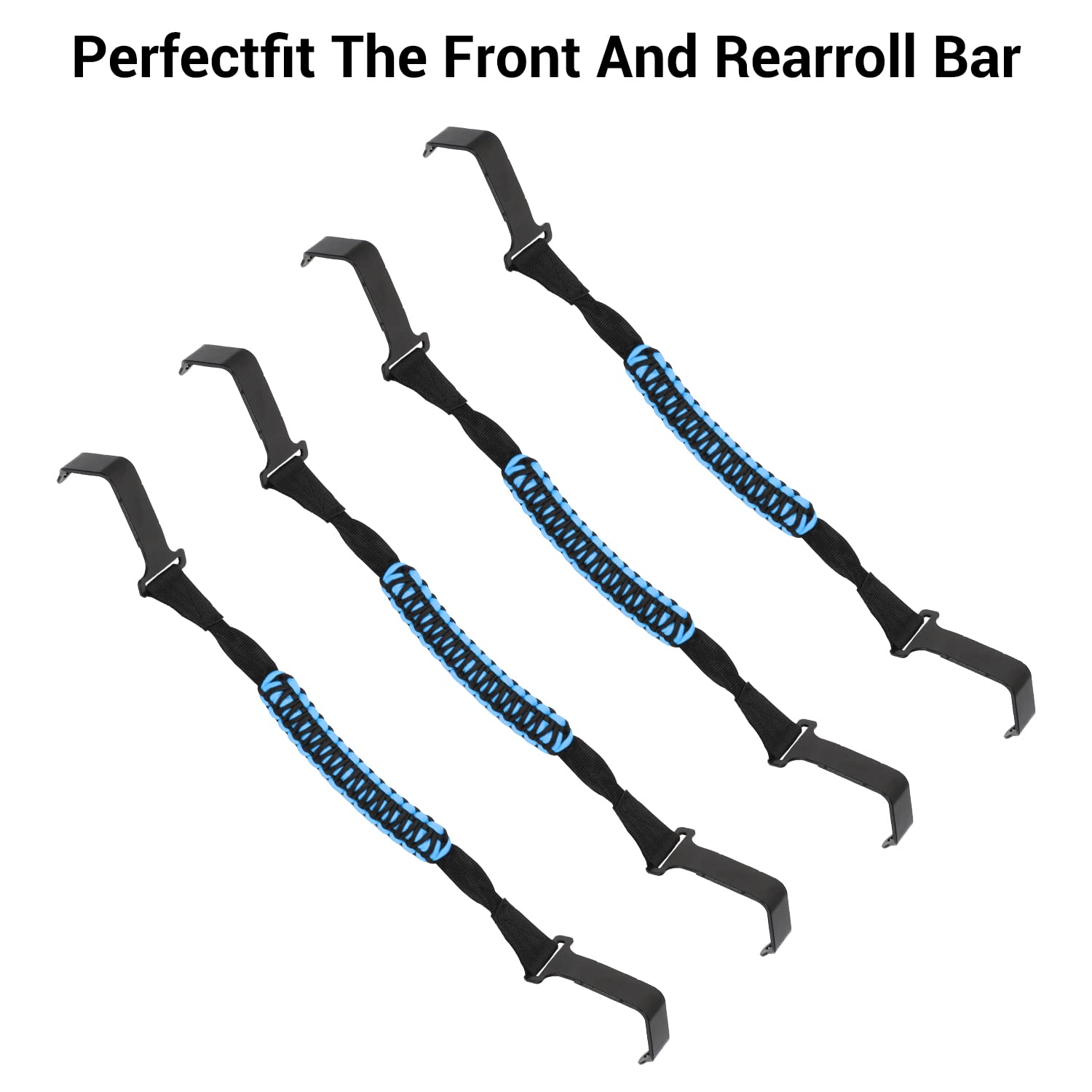 CheroCar Heavy Duty Steel Roll Bar Grab Handles for 2018-2021 Jeep Wrangler JL & 2020-2021 Jeep Gladiator JT - Blue | Off-Road Accessories for Enhanced Safety & Convenience | Perfect for Trail Riding, Rock Crawling & Adventure Trips