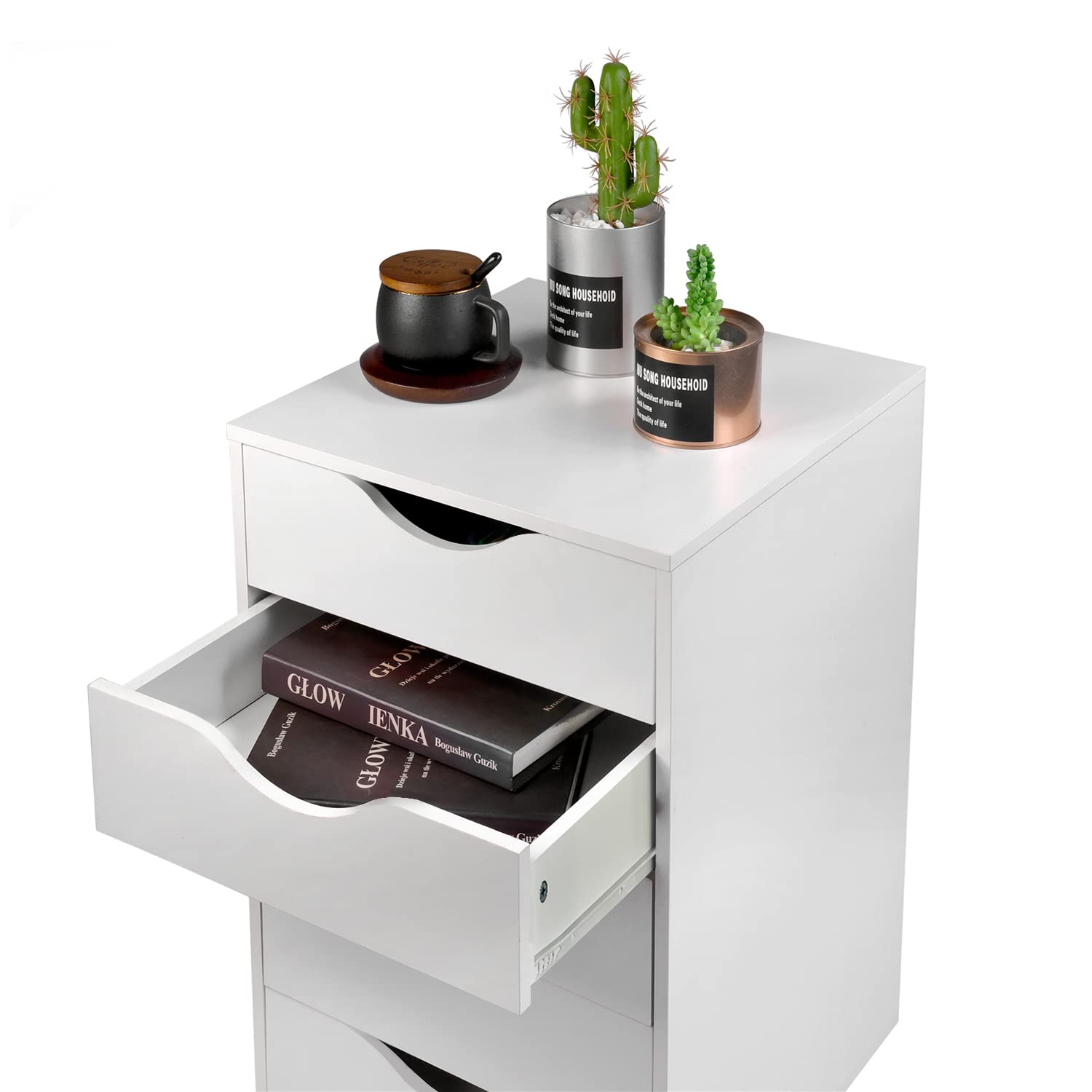 EDGEWOOD 5-Drawer Vertical File Cabinet - Wooden Office Organizer & Storage Dresser for Documents, Under Desk Filing Cabinet - 16
