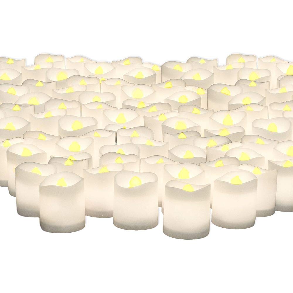 BANBERRY DESIGNS LED White Votive Candles - Set of 192 Battery Operated Flameless Candles with Realistic Flickering Flame - Bulk Wedding Candles for Centerpieces, Decorations, Parties & Events