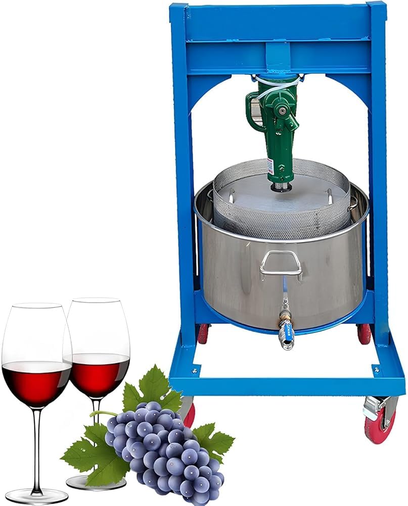 2.1 Gallon (8L) Hydraulic Fruit Press - 2 Ton Stainless Steel Apple Grape Wine Cider Juice Press for Home Brewing & Winemaking