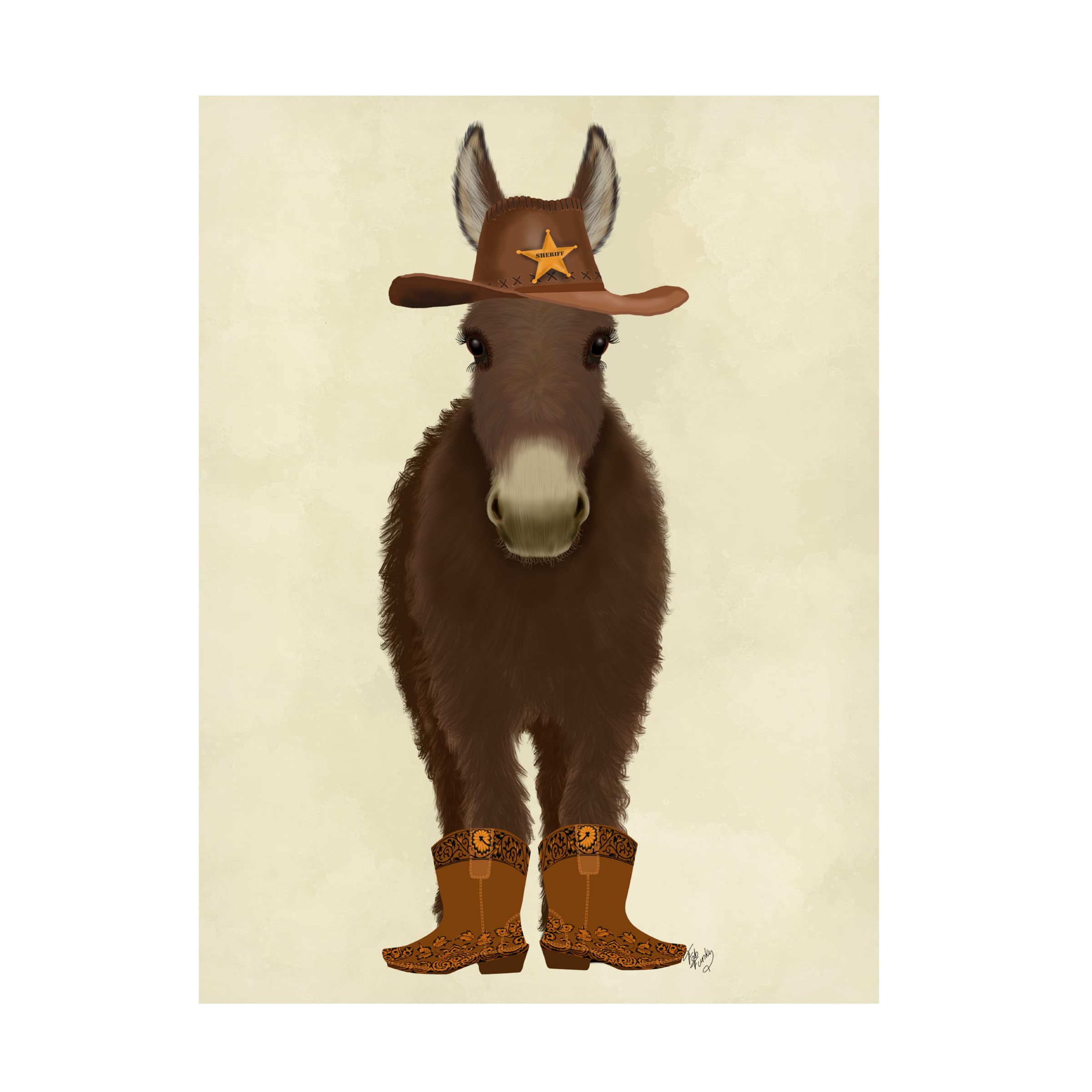Trademark Fine Art 'Donkey Cowboy' Canvas Wall Art by Fab Funky - Western Home Decor for Living Room, Bedroom & Office