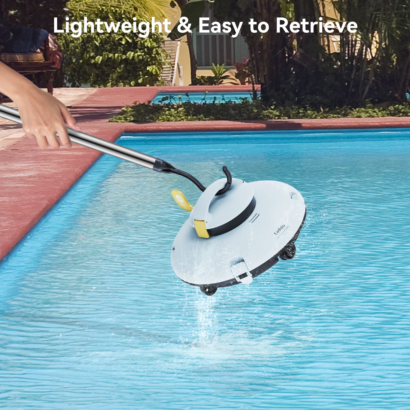 Automatic Cordless Robotic Pool Cleaner for Above Ground Pools - Rechargeable Battery, Dual-Drive Motors & Water Sensor Technology - Ideal for Flat Bottom Pools Up to 35 Feet - Perfect for Backyard, Inground & Residential Swimming Pool Maintenance (Green)