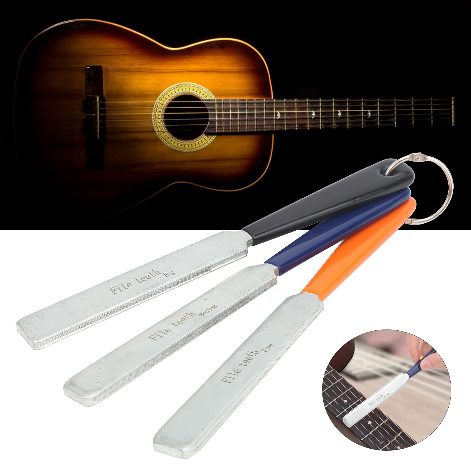 3Pcs Bass Guitar Nut Files Set - Fretboard Sanding & Grinding Tools for Guitar Repair - Perfect for Trimming, Shaping, and Smoothing Fret Edges - Essential for Luthiers and DIY Guitar Maintenance