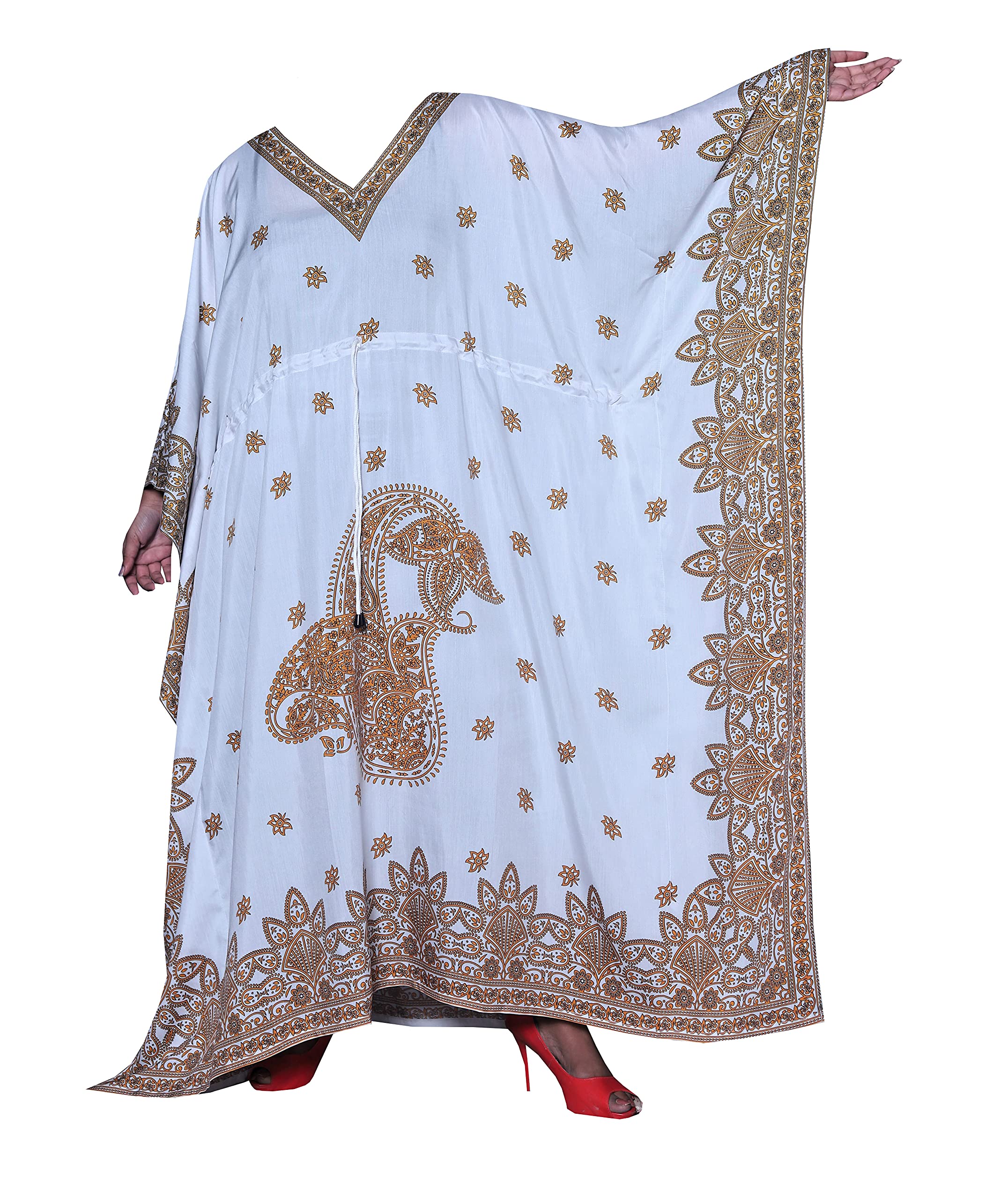 GenOne Women's Long Cotton Kaftan Dresses - Breathable Beach Cover Up, Boho Loungewear & Summer Maxi Dress for Poolside, Vacation, and Casual Outings