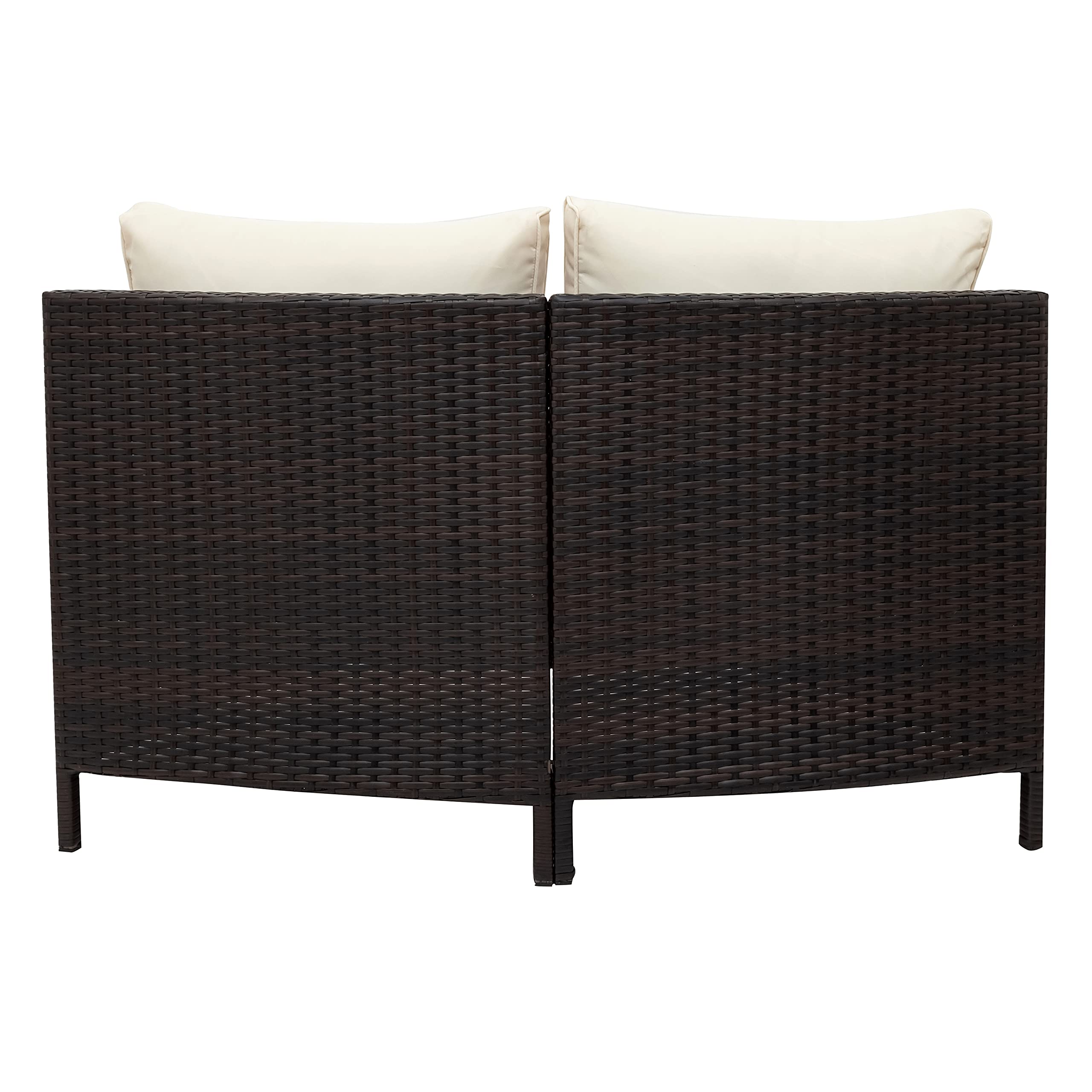 5-Piece Half Moon Patio Sectional Sofa Set - All-Weather PE Rattan Wicker Outdoor Furniture with Pillows, Cushions & Tempered Glass Table - Perfect for Backyard, Garden, and Poolside Relaxation