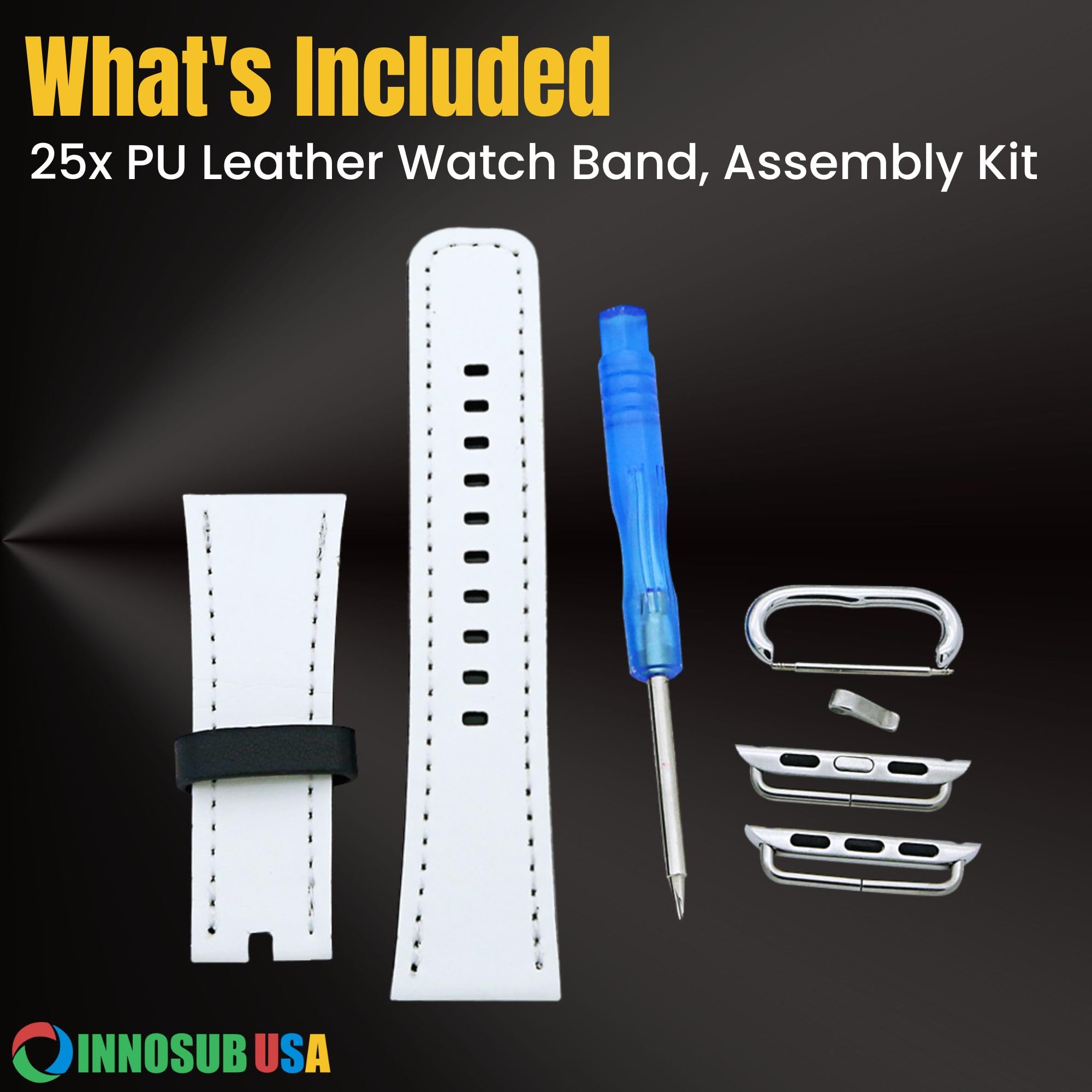 INNOSUB USA Small (38-41mm) & Large (42-45mm) Sublimation Blank Watch Band - Compatible with Apple Smartwatch, DIY Custom Printed PU Leather Watch Strap for Sublimation Printing - Perfect for Personalized Gifts, Fashion Accessories & Smartwatch Customization