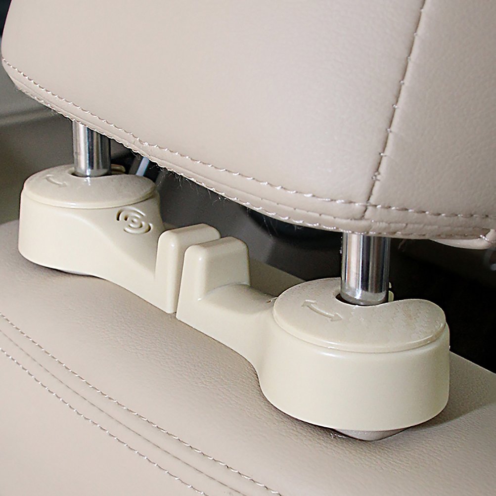 UnderReef Car Hook Organizer with Locking Design & LED Light - Stable Headrest Hanger for Purses, Grocery Bags & Shopping (Gray) | Perfect for Road Trips, Daily Commutes & Errands