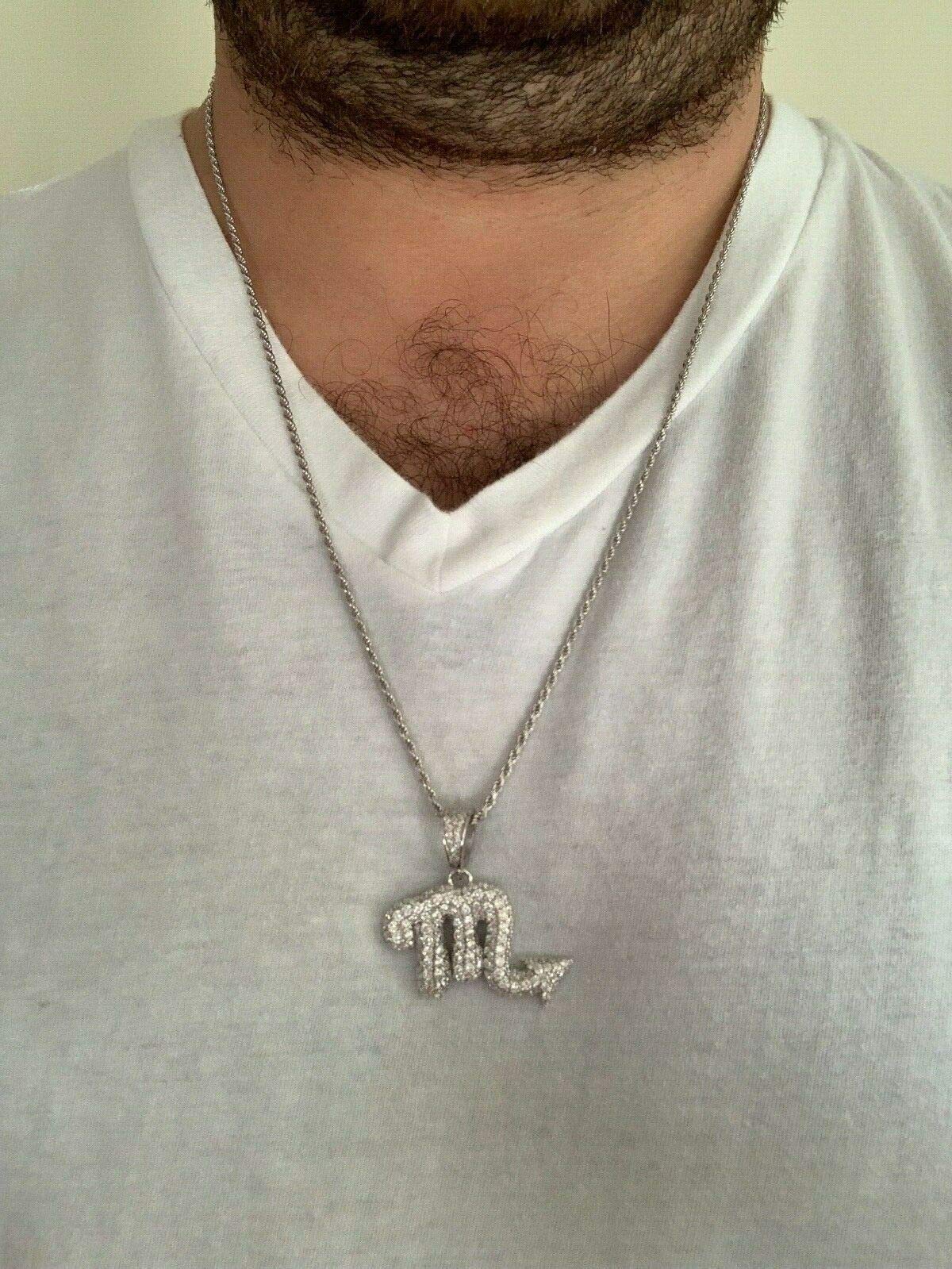 HarlemBling Genuine 925 Sterling Silver Zodiac Sign Pendant Necklace for Men & Women - Iced Out Zodiac Jewelry - Perfect for Birthdays, Gifts & Everyday Wear