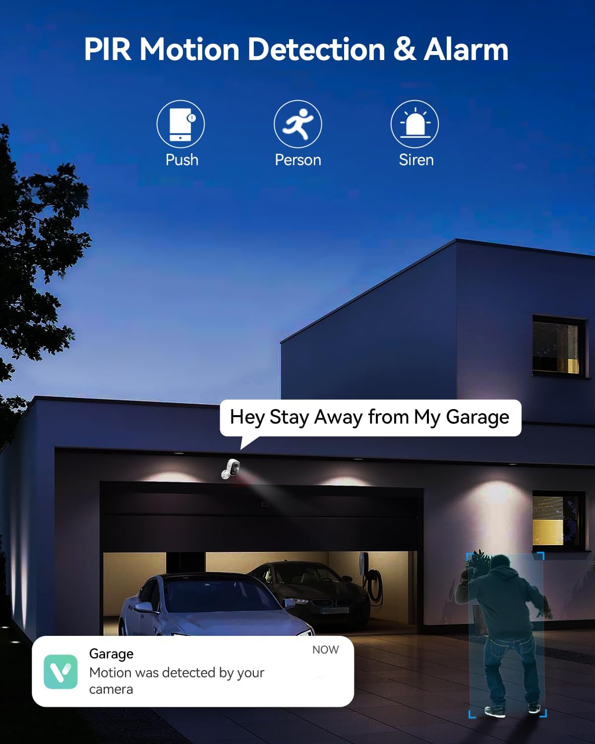 LongPlus Wireless Outdoor Security Camera with Solar Power, 1080P HD Color Night Vision, PIR Human Detection, Spotlight & 2-Way Audio - Ideal for Home Surveillance, Backyard Monitoring, and Property Protection (Black)