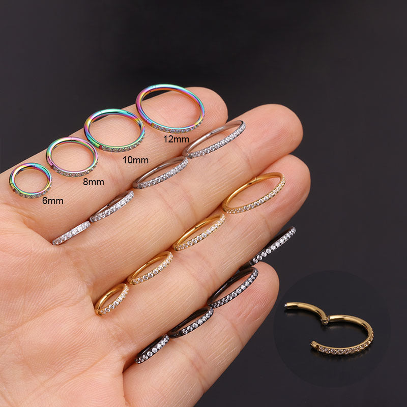 20G 6mm 12mm Pave Hoop Earrings for Septum Piercing | HSPJ282 | Perfect for Everyday Wear, Parties & Special Occasions