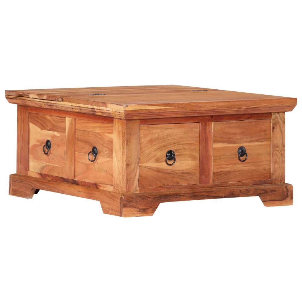 vidaXL Solid Wood Acacia Coffee Table with Storage Compartment - Modern Center Accent Table for Living Room, Couch End, or Sofa Side | Perfect for Holding Coffee, Books, and Home Decor