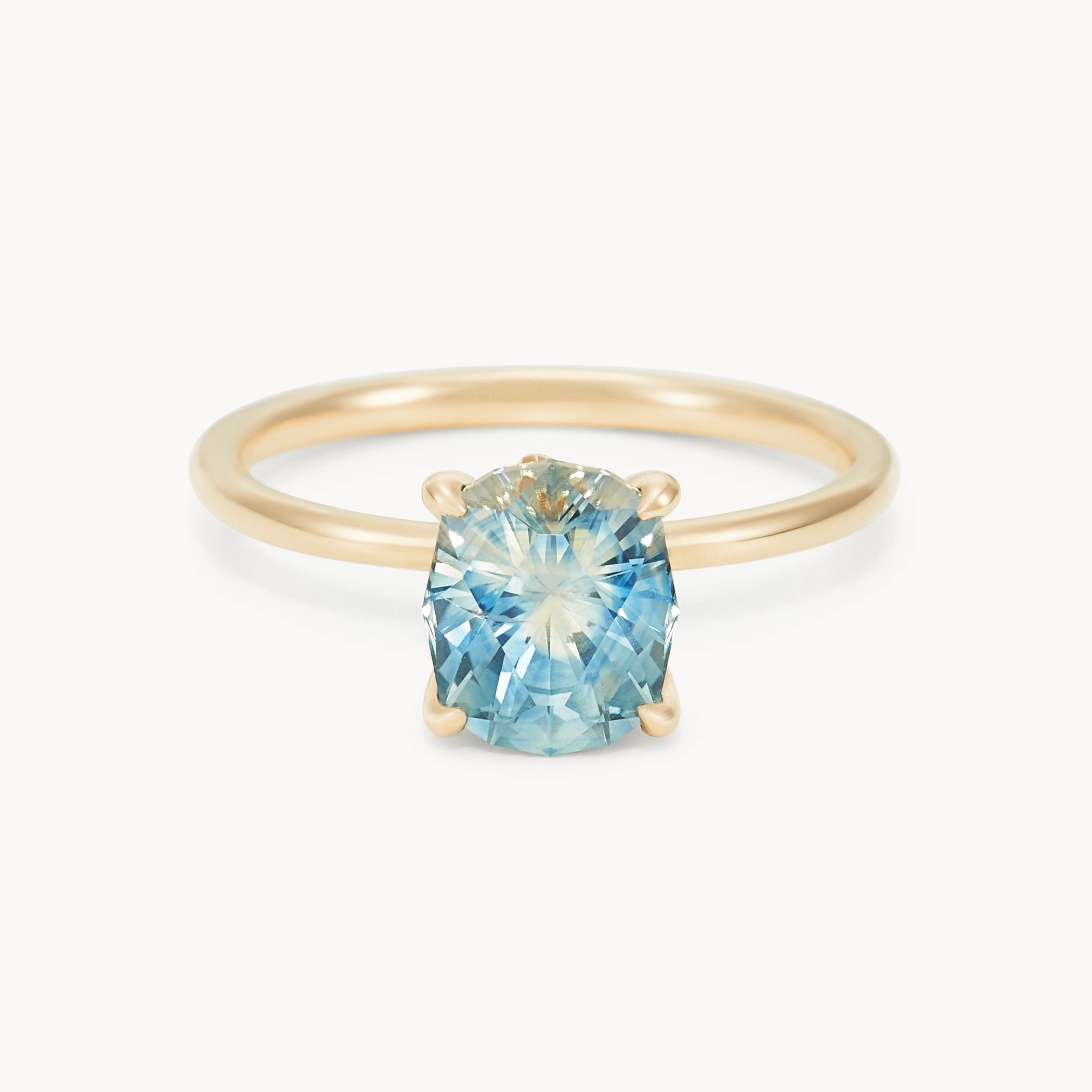 Alpen Glow Unique Elongated Cushion Cut Engagement Ring - 14K Yellow Gold for Weddings & Proposals
