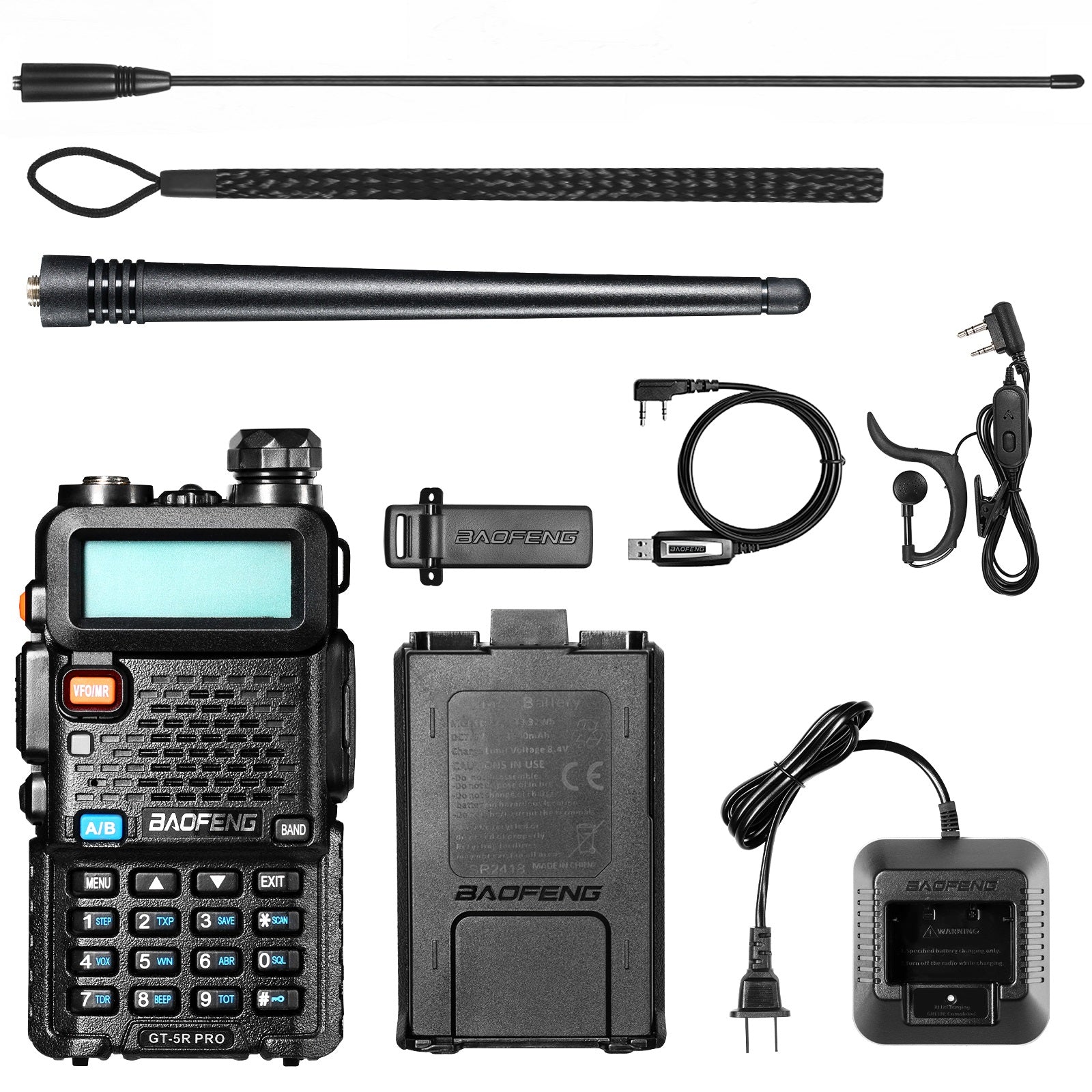 Baofeng GT 5R Pro Ham Radio 5W Dual Band Walkie Talkie - UHF/VHF/FM/Airband/NOAA Weather Receiver with 128 Channels & 1800mAh Battery (Supports CHIRP) - Perfect for Outdoor Adventures, Emergency Communication, and Hiking