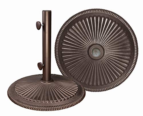 SimplyShade 50lb Cast Iron Freestanding Patio Umbrella Base - Heavy Duty Bronze Outdoor Weighted Stand for Market Umbrellas - Perfect for Poolside, Backyard, Deck & Garden Use