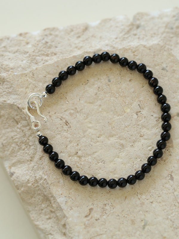 Black Onyx Beaded Bracelet for Women - Natural Stone Healing Jewelry for Stress Relief & Protection - Perfect for Meditation, Yoga & Spiritual Practices