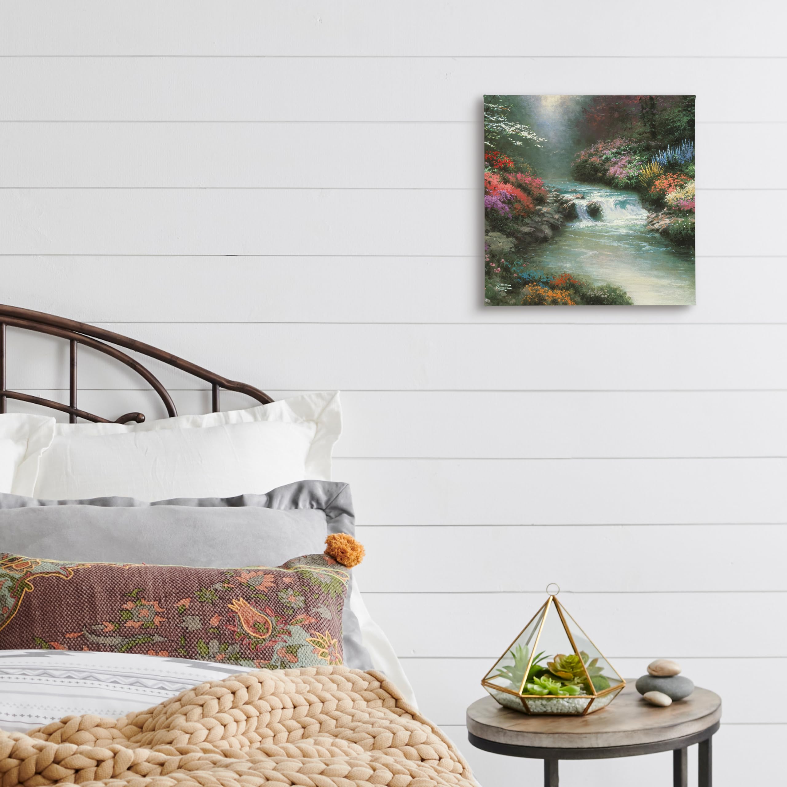 Thomas Kinkade Beside Still Waters 14x14 Inch Gallery Wrapped Canvas Art - Frameless Christian Wall Decor for Living Room, Bedroom & Office - Includes Certificate of Authenticity - Perfect Gift for Home Decor & Religious Inspiration