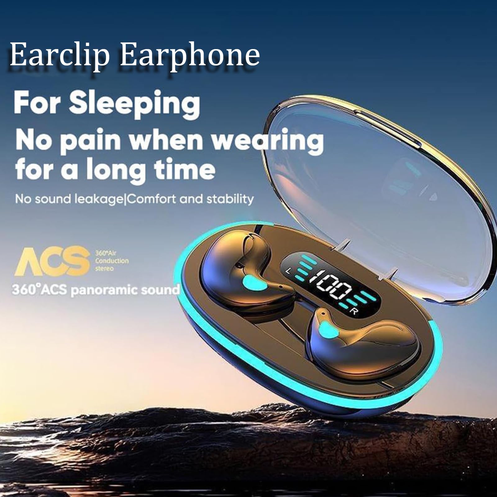 Bone Conduction Sleep Bluetooth Headset - Wireless Noise Cancelling Sports Earphones with 5.3 Technology, Comfortable In-Ear Design for Running, Workouts & Office Use (White)
