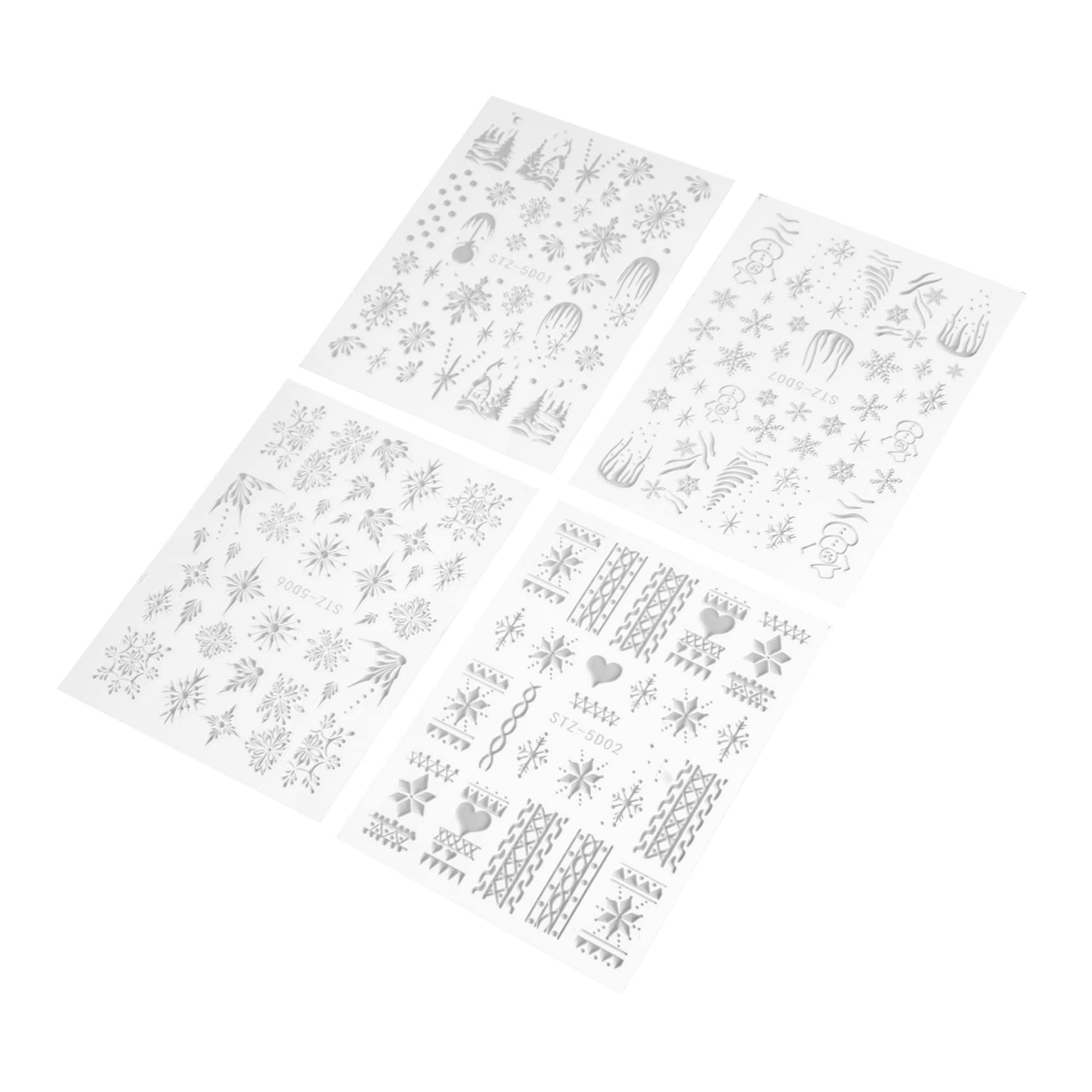 FOMIYES 4 Sheets Christmas Nail Stickers - Snowflake Nail Art Decals for DIY Manicure | Winter Holiday Nail Decor with Embossed White Designs | Perfect for Christmas Parties, Gift Giving & Festive Nail Art