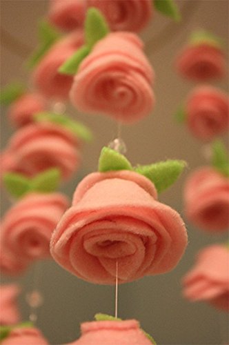 Baby Pink Felt Rose Mobile - Handmade Nursery Decor for Baby Girls Room, Gender Reveal, Baby Shower Gift | Perfect for Crib, Wall Decor, and Newborn Photography Backdrop