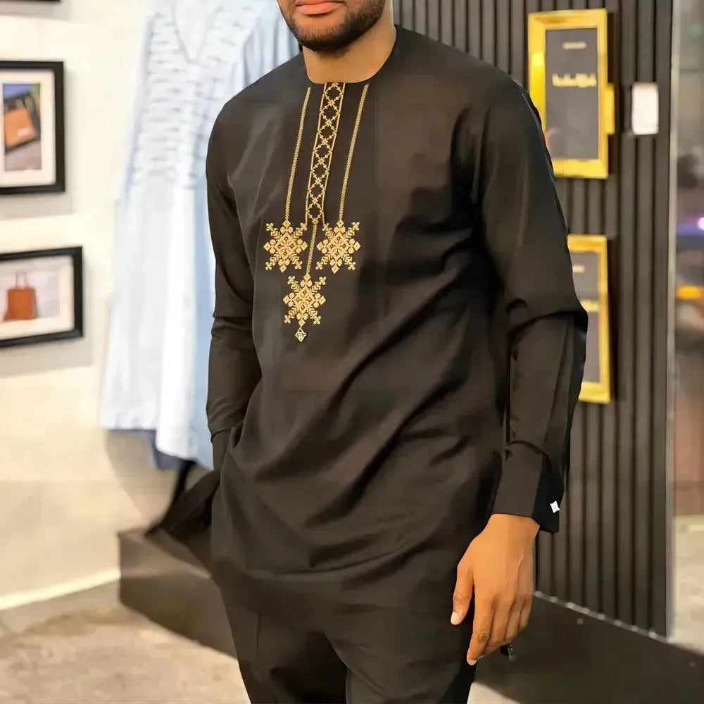 Stylish Men's Silk Formal Outfit Set with Trendy Graphic Design - Perfect for Business Meetings, Weddings & Special Occasions