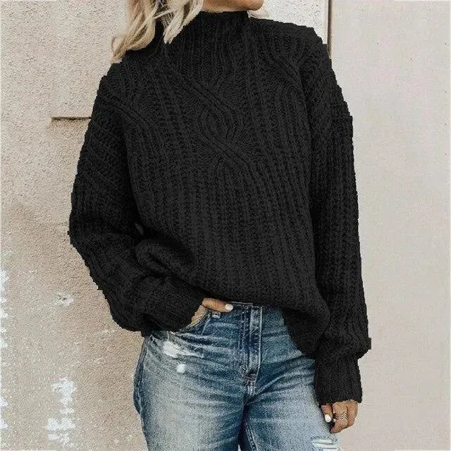 Women's Twist Turtleneck Sweater - Soft Knit Pullover for Fall & Winter - Cozy Office Wear & Casual Outfits