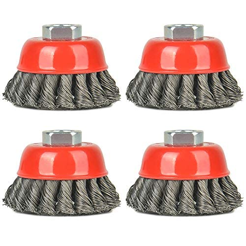 4 Pack 3 Inch Twisted Knotted Cup Brush with 5/8