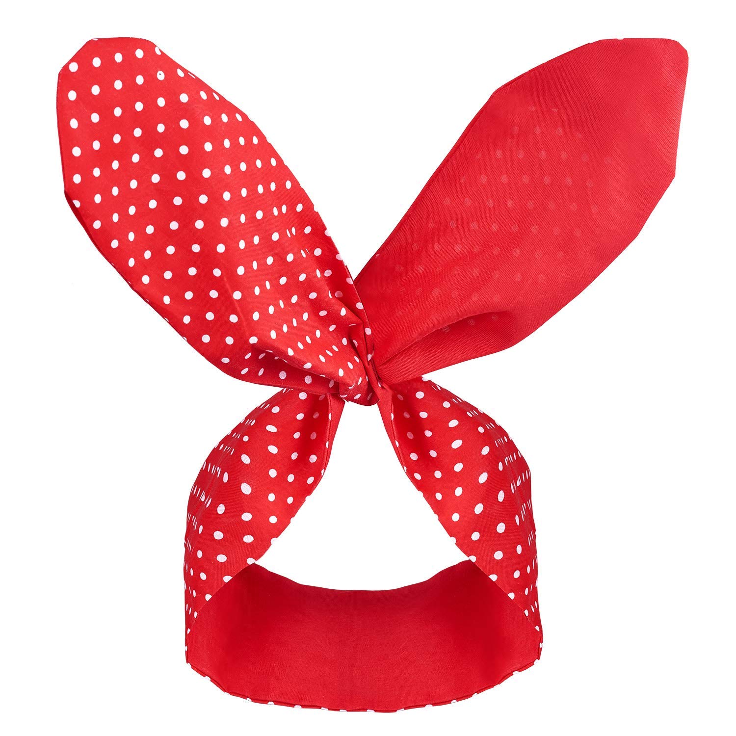 Farochy Red Bow Cotton Headband - Retro Polka Dot Hair Accessory for Women & Girls - Double Wide Headwrap for Parties, Weddings & Everyday Style