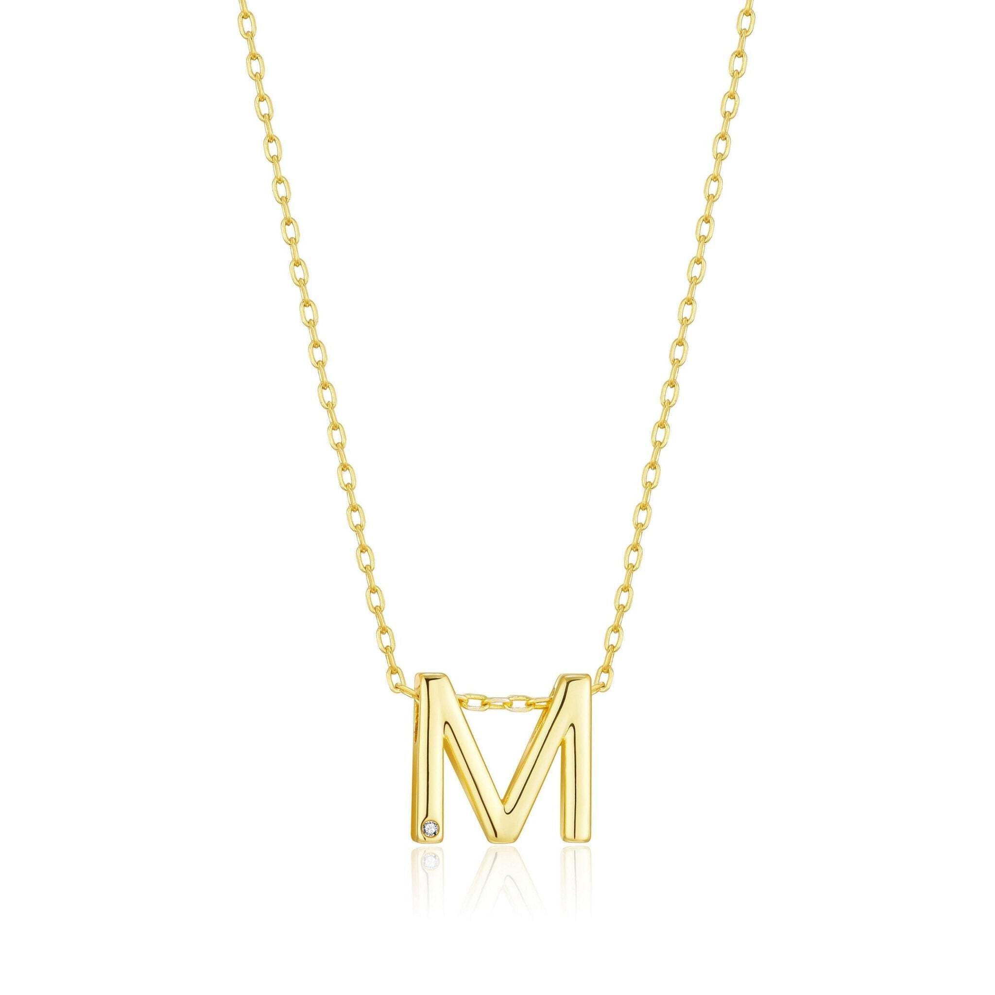 Gold Plated Initial Necklace A-Z with Zircondia® - Perfect Gift for Her