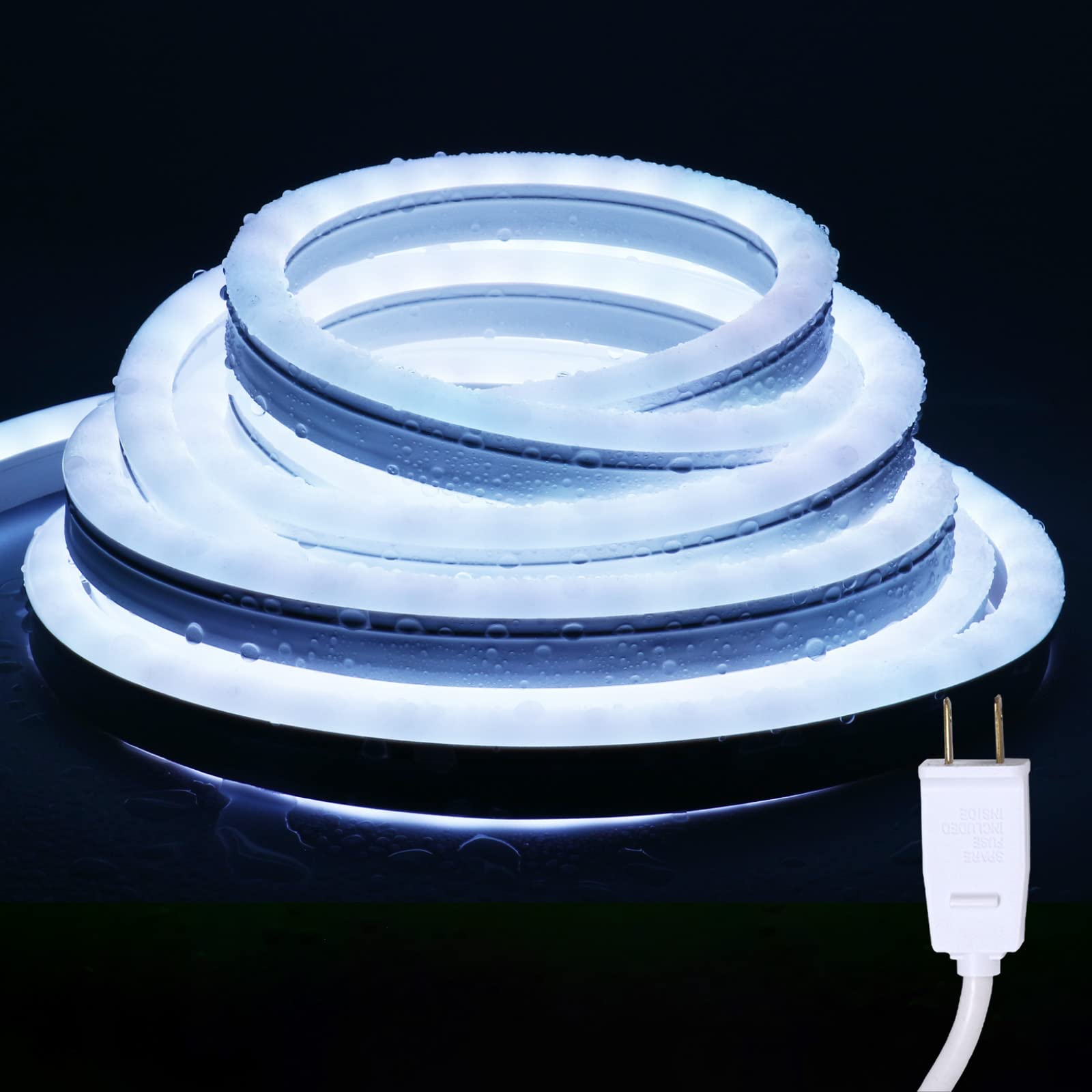 16.4ft/5m Waterproof LED Rope Lights - 120LEDs/M Super Bright Flexible Neon Strip Lights (Daylight White) for Indoor/Outdoor Use - Perfect for Home Decor, Parties, Christmas & Commercial Lighting