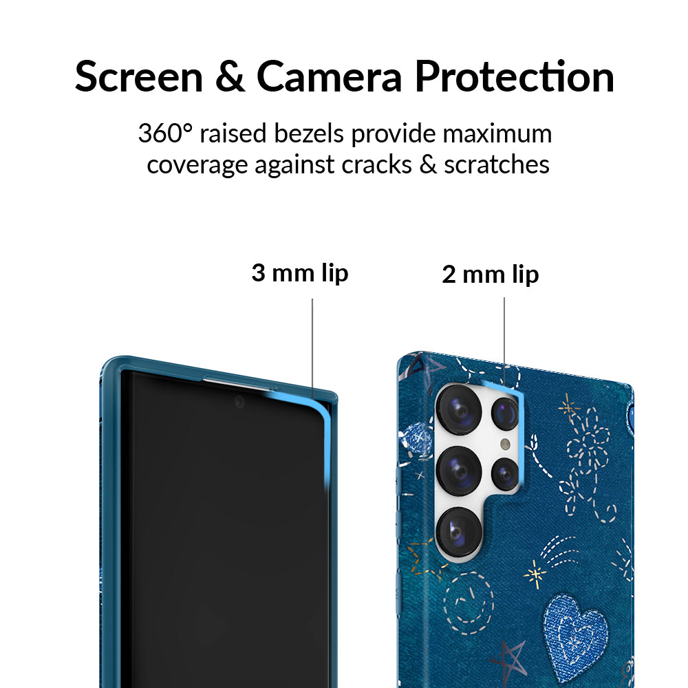 Samsung Galaxy Phone Case - Blue Denim Design, Slim Protective Cover for Samsung Galaxy S21/S20/Note 20 - Perfect for Everyday Use, Work & Travel