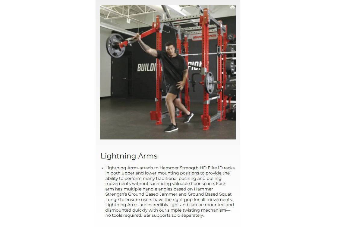 Hammer Strength Lightning Arms Rack Attachment - Gym Equipment for Strength Training & Muscle Building | Perfect for Home & Commercial Gym Use