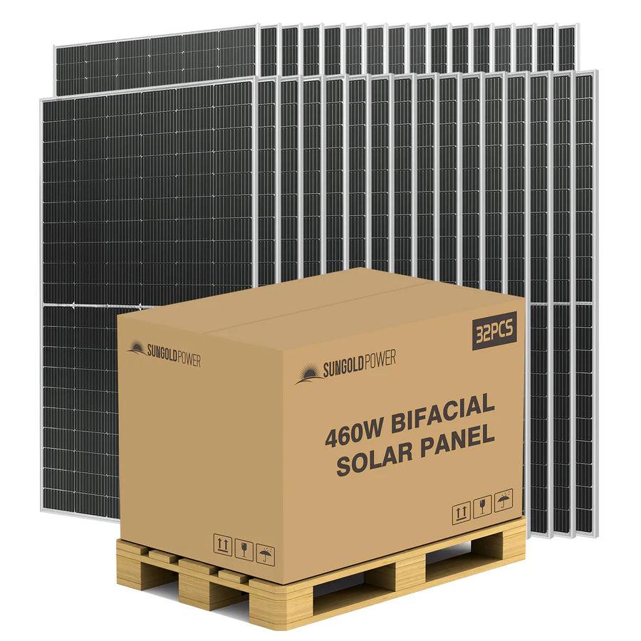 SunGoldPower 460W Bifacial PERC Monocrystalline Solar Panel - High Efficiency Solar Module for Home, RV & Off-Grid Power - Perfect for Residential, Commercial and Outdoor Energy Solutions