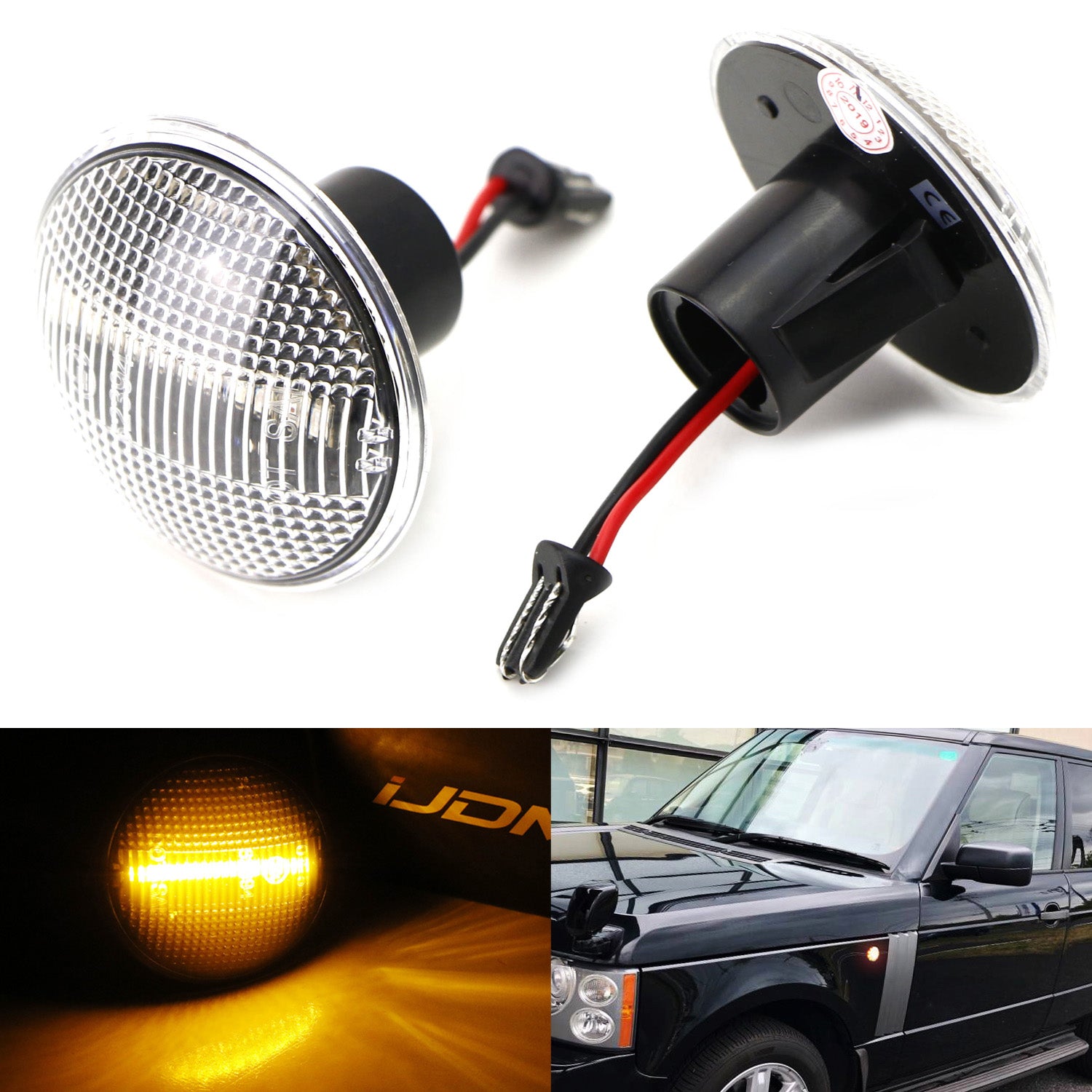 Clear Amber Sequential Blink LED Front Side Marker Light for Range Rover L322 (2002-2012) - Durable Replacement Light for Enhanced Visibility & Safety - Perfect for Off-Roading, Night Driving & Custom Car Modifications