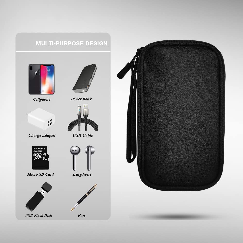 Shockproof Electronics Organizer Bag - Travel Cable & Charger Storage Pouch for Earphones, Power Bank, USB Drives, SD Cards (Black) | Perfect for Business Trips, Daily Commute & Home Organization