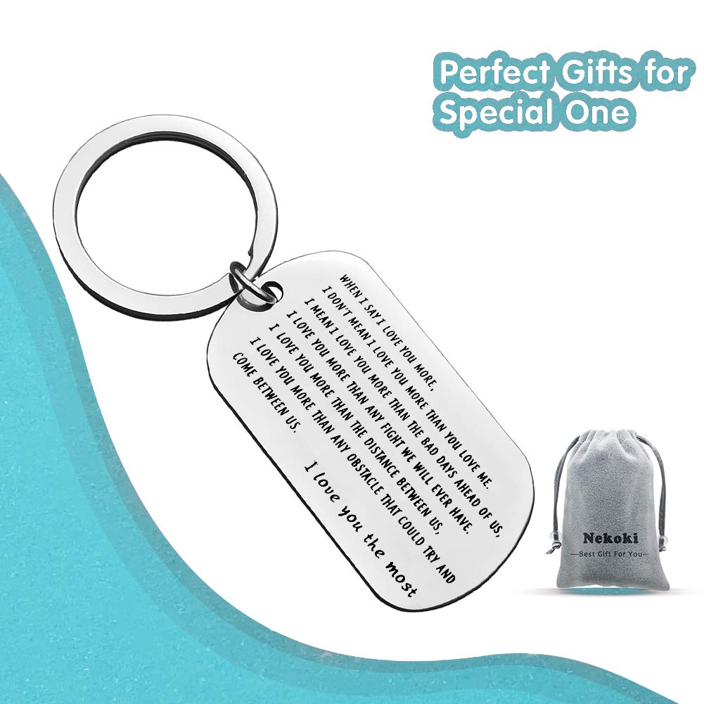 Romantic Nekoki Couple Keychain - Perfect Gift for Boyfriend, Husband, Fiance | I Love You Anniversary, Christmas, Birthday, Father's Day & Valentine's Day Gifts for Him | Cute Matching Couple Accessories for Everyday Carry & Special Occasions