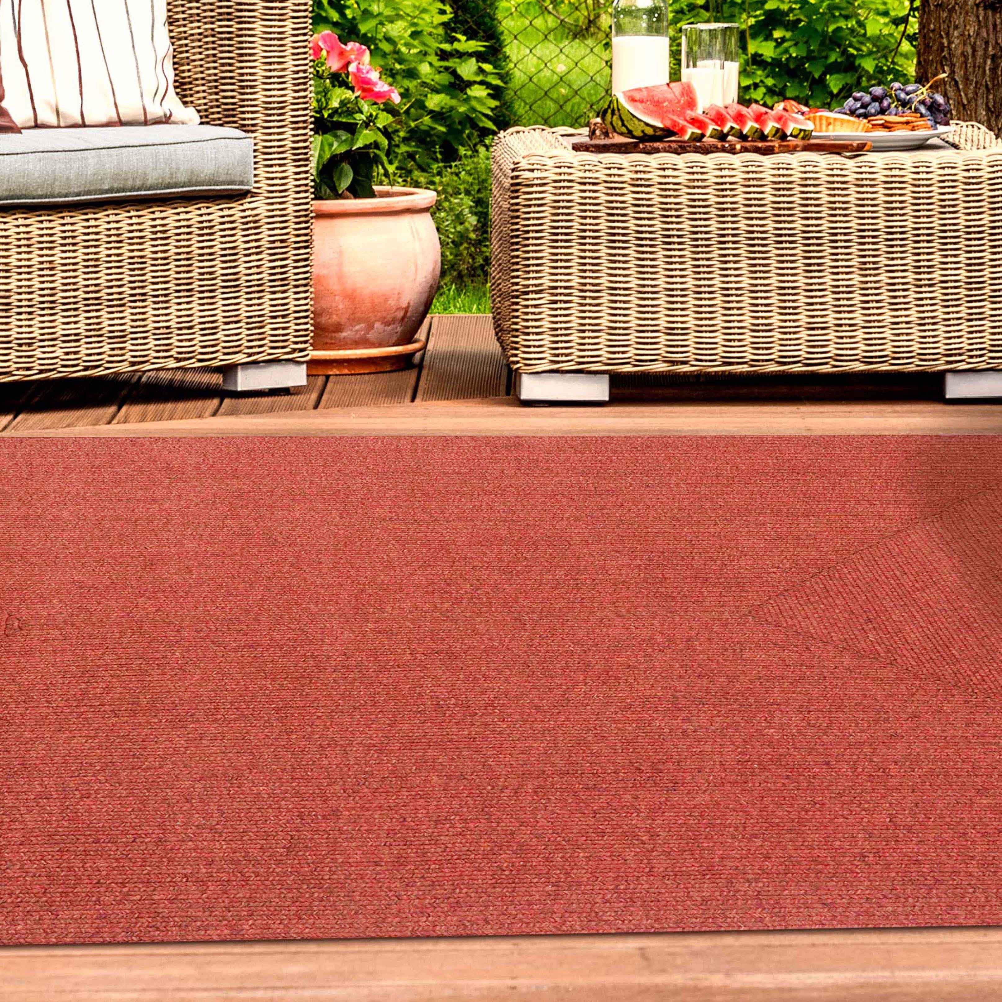 Bohemian Rectangle Indoor Outdoor Rugs - Solid Braided Jute Area Rug for Living Room, Bedroom, Patio & Deck - Non-Slip Eco-Friendly Home Decor