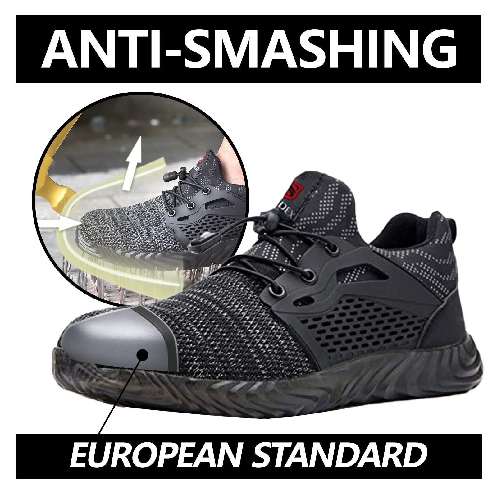 SUADEX Steel Toe Work Boots for Men & Women - Indestructible Safety Shoes for Construction, Industrial & Heavy Duty Work | OSHA Compliant Work Boots for Warehouse, Factory & Outdoor Jobs