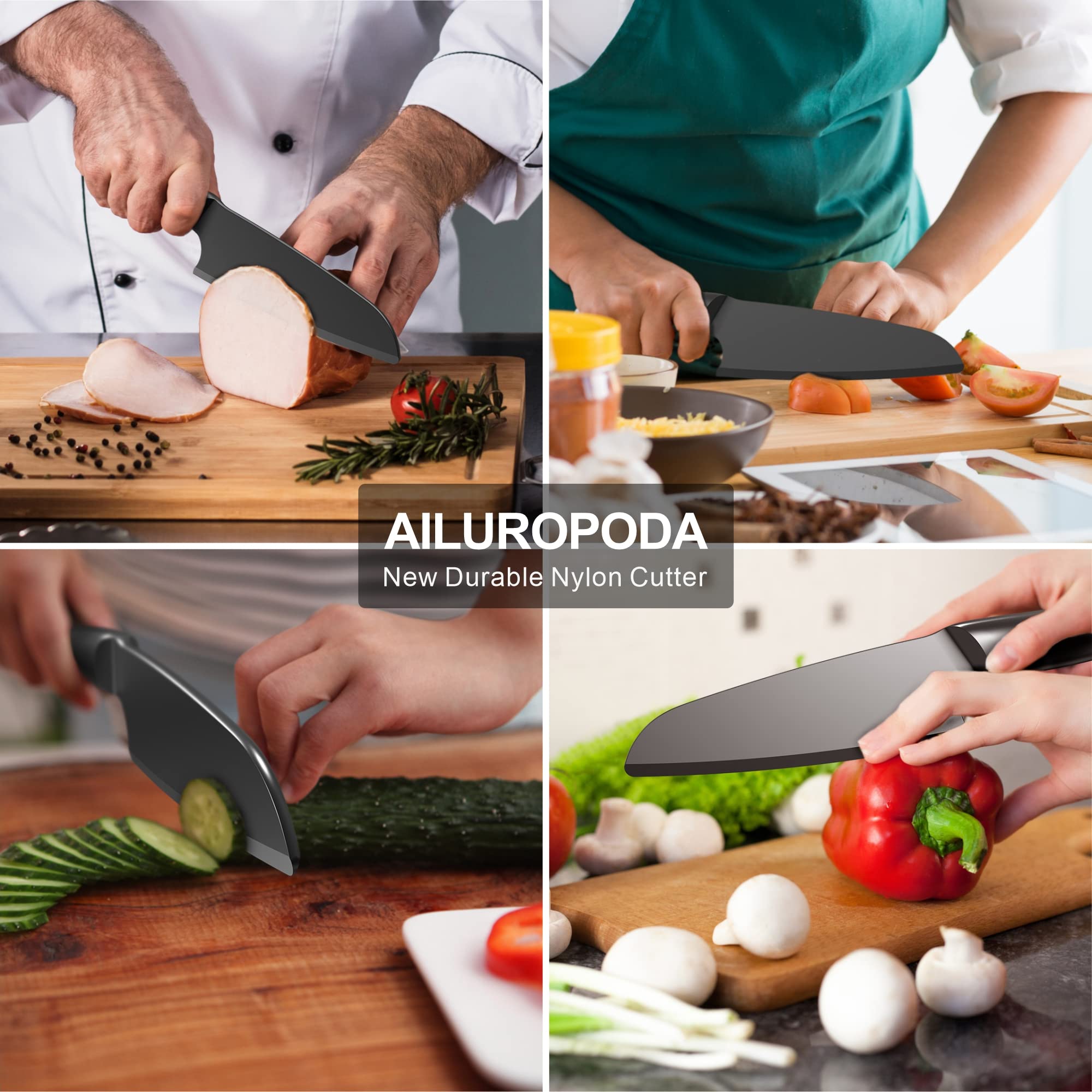 AILUROPODA 2-Piece Nylon Kitchen Knife Set - Plastic Knives for Cutting Pizza, Cake, Bread, Fruits & Vegetables | Durable & Safe for Non-Stick Cookware | Perfect for Home Cooking, Camping & Picnics