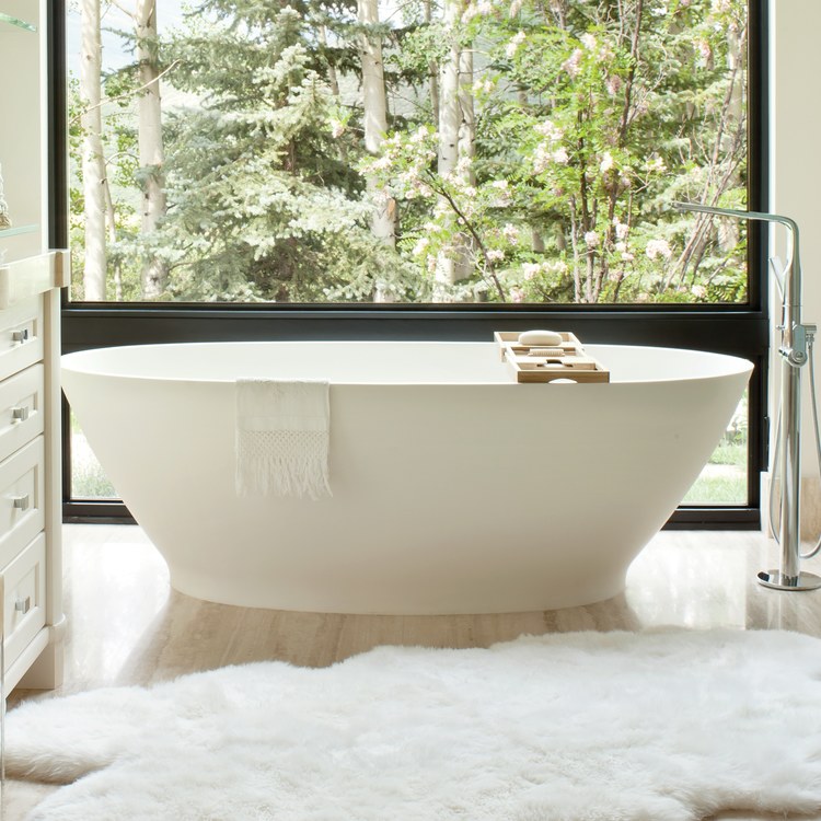 Alissa 71.5 x 37 Inch Freestanding/Undermount Air Bath Tub - White Matte Oval Sculpturestone - 102 Gallon Capacity - 24 Inch Depth - Luxury Spa Experience for Home Relaxation & Hydrotherapy