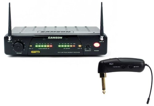 Samson AirLine 77 Guitar True Diversity UHF Wireless System with Gibson-Style Transmitter (Channel N2) - Professional Wireless Guitar System for Live Performances & Studio Recording