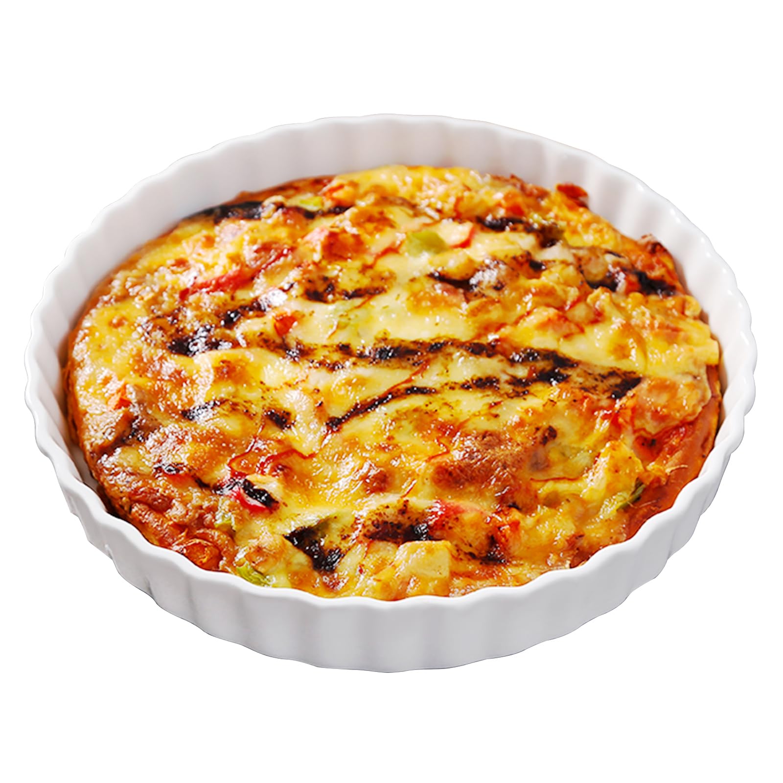 FEOOWV 9-Inch White Round Porcelain Quiche Pan - Non-Stick Tart Pie Dish for Baking, Chicken Pot Pie - Oven, Microwave & Dishwasher Safe - Perfect for Home Baking, Dinner Parties & Holiday Cooking