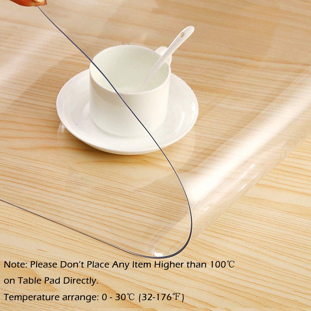 VALLEY TREE 48 x 90 Inch Clear PVC Table Cover Protector - 1.5mm Thick Waterproof Plastic Desk Mat for Dining Table, Office Desk, Crafting & Study - Perfect for Home, Office & School Use