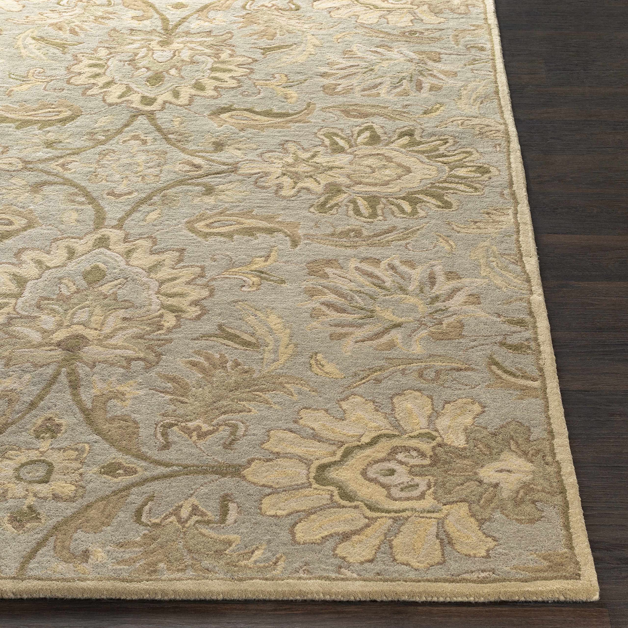 Kohler Wool Area Rug 5' x 8' - Traditional Ivory Gray Brown Handmade Living Room Bedroom Rug - Soft Durable Floor Carpet for Home Decor, Cozy Housewarming Gift